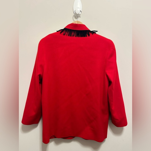 Vintage Elissa Rose Red Blazer Fringe Beaded Size 12 Native American Blazer USA - Picture 8 of 10